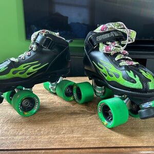 Stylish Black and Green Roller Skates